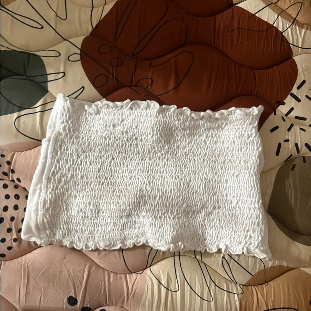 Full Tilt Cream Smocked Tube Top